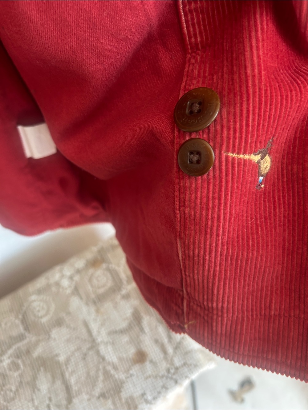 LL Bean corduroy, pheasant, embroidered barn, jacket - Picture 4 of 6